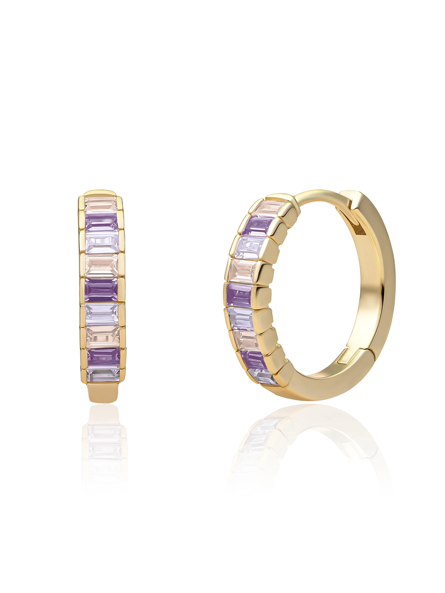 Baguette Creolen Zirconia Paars