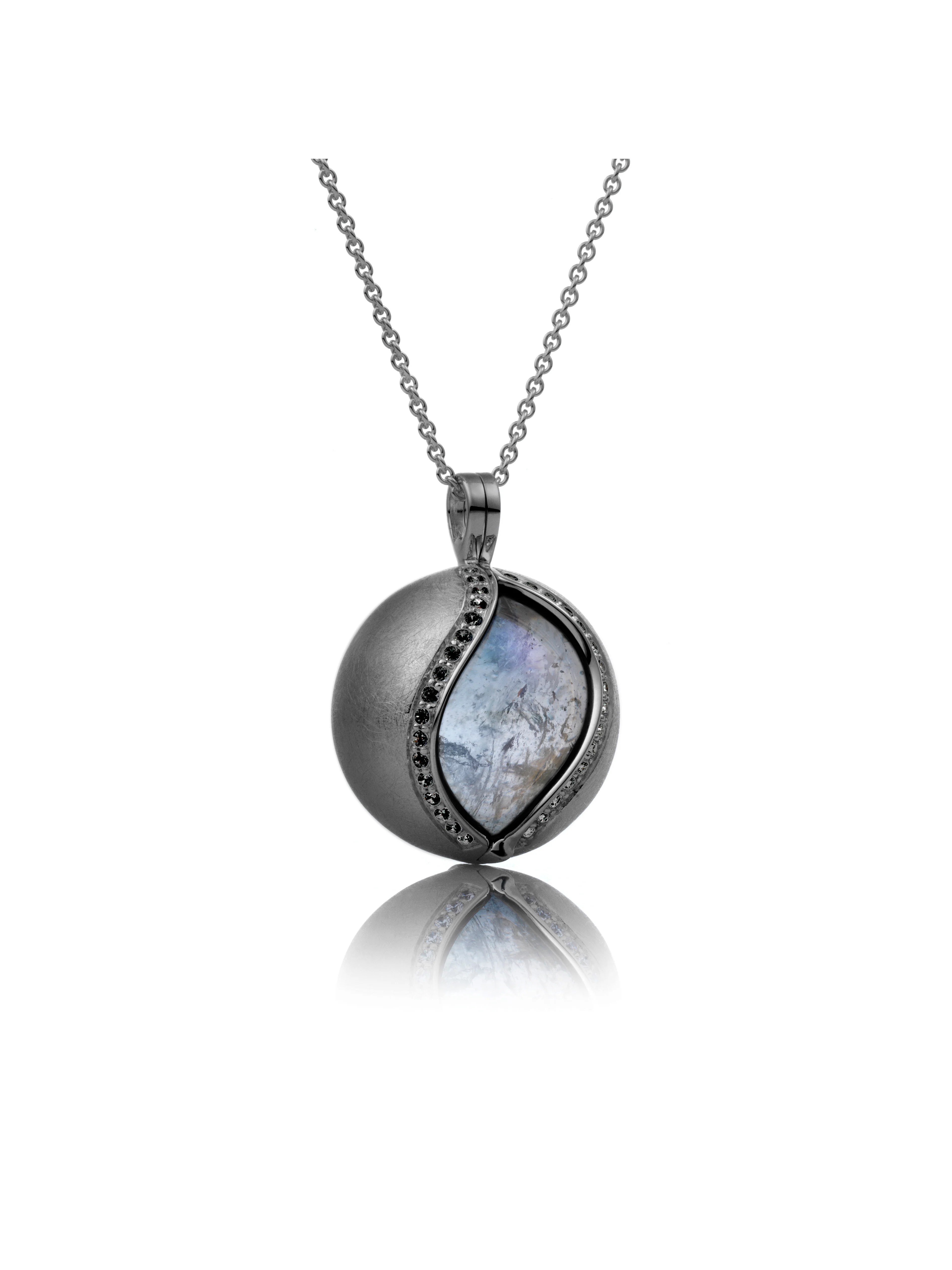 Black rhodium plated Minimal pendant CZ Black - Ice Matt