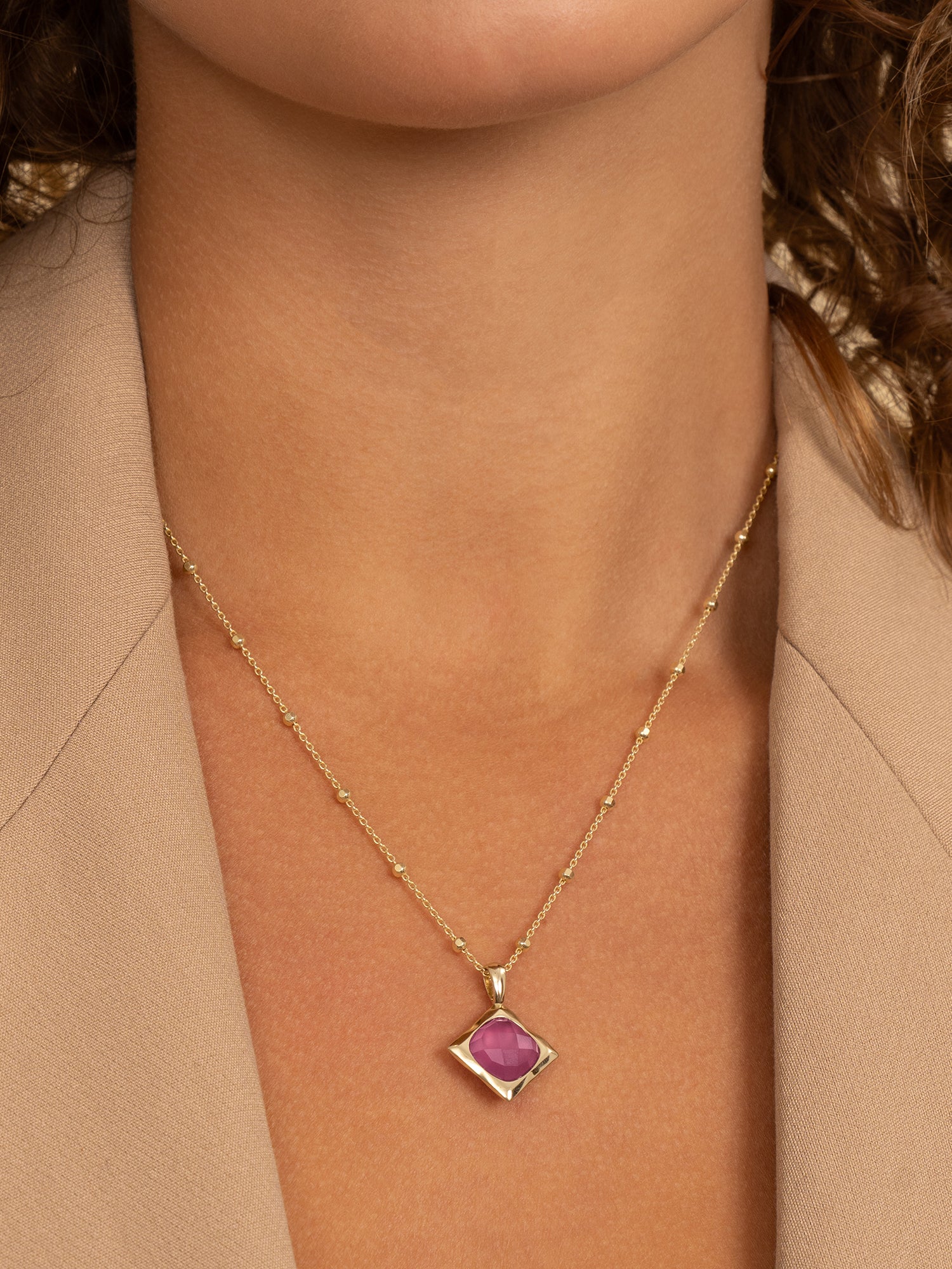 Cushion Cut Pendant Candy Jade - Image 2