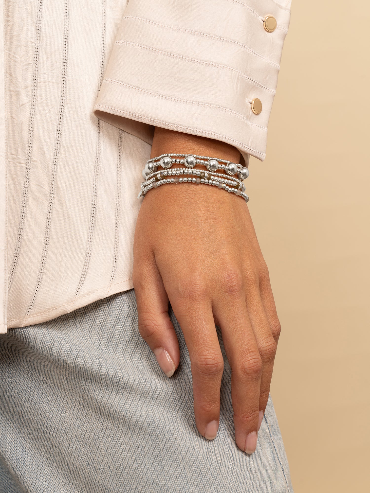 Double Reverse Roundel Armband Labradorite - Image 4