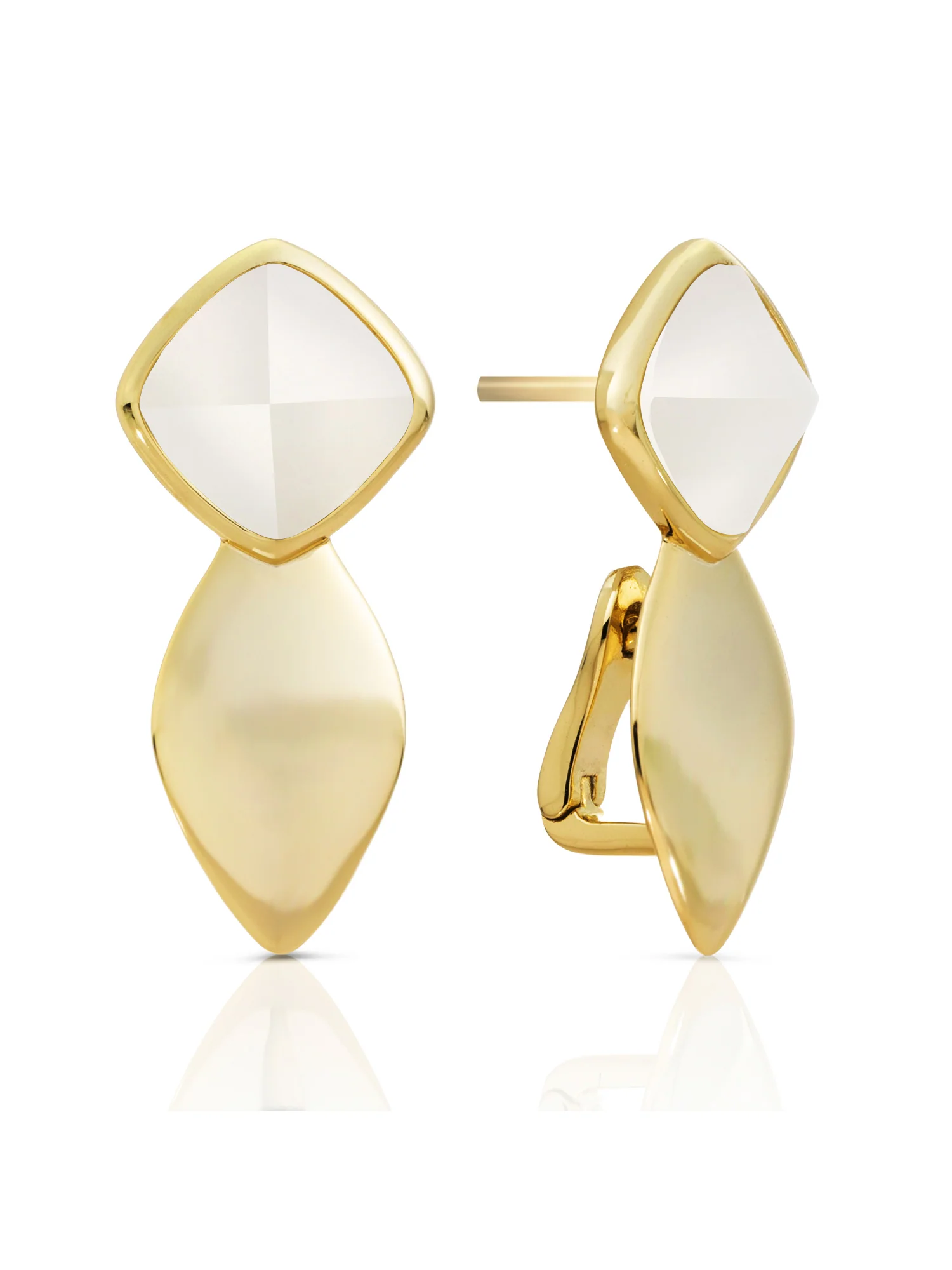 Edge Push Back Oorbellen Pearl