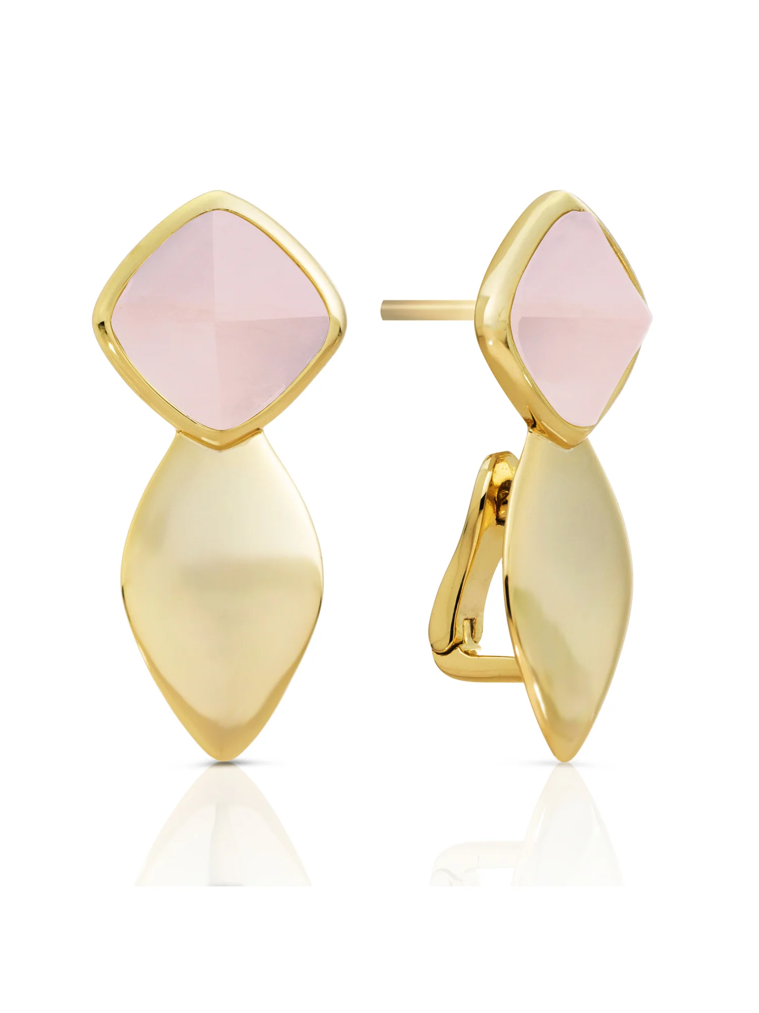 Edge Push Back Oorbellen Rose Quartz