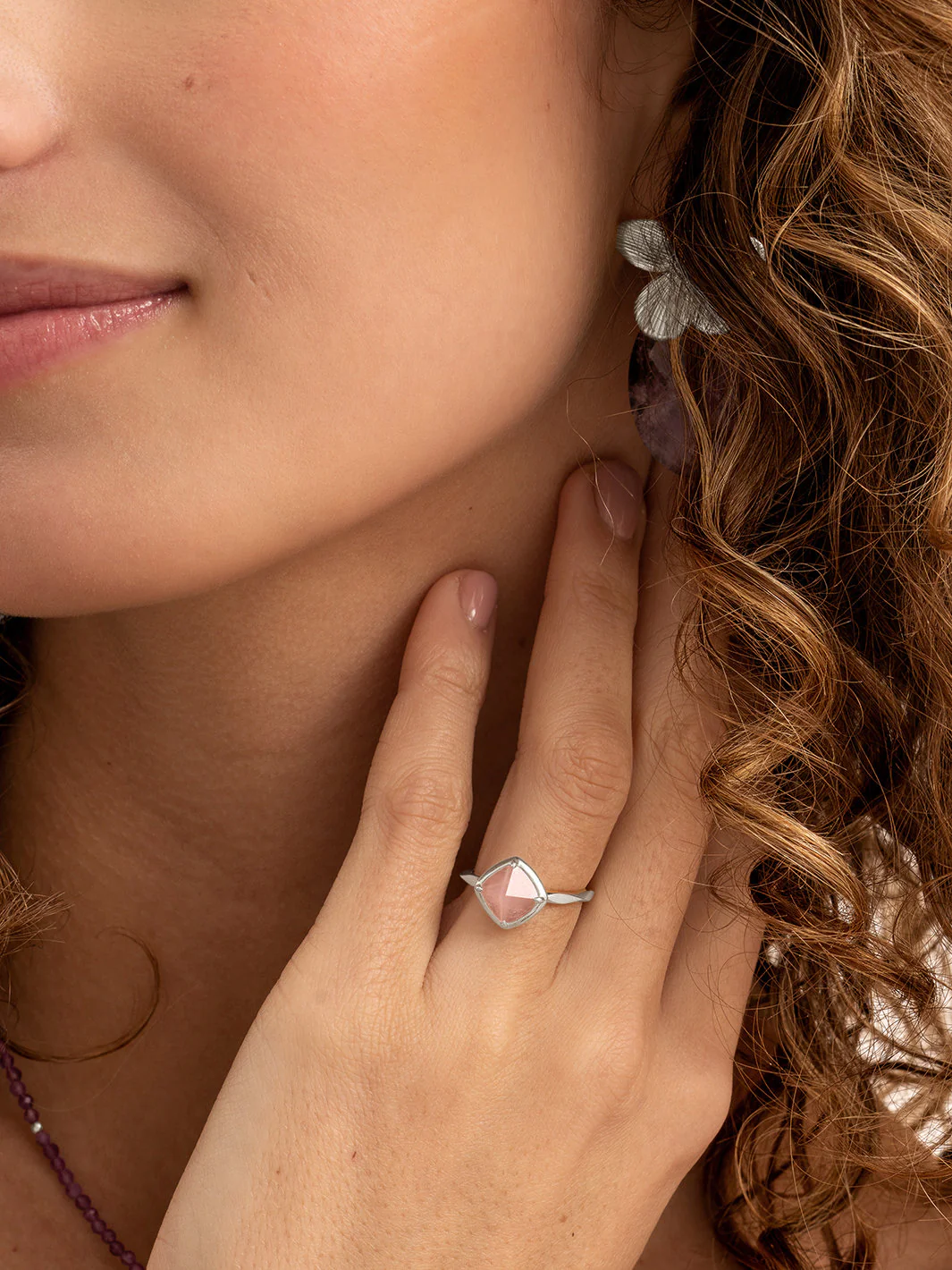 Edge Ring Rose Quartz Zilver - Image 8