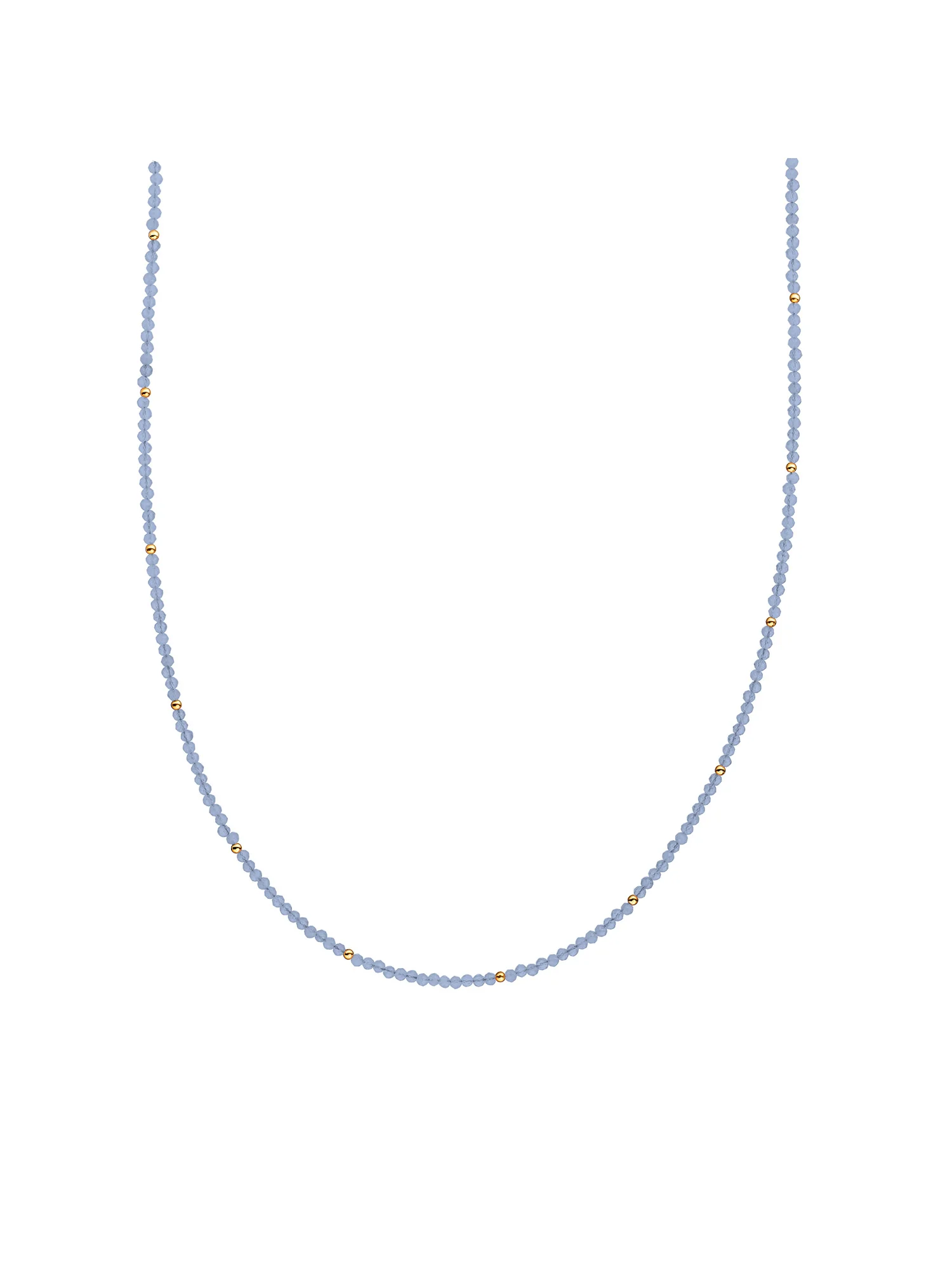 Kralen Ketting 2mm Milky Blue Jade Gold - 42cm +2cm