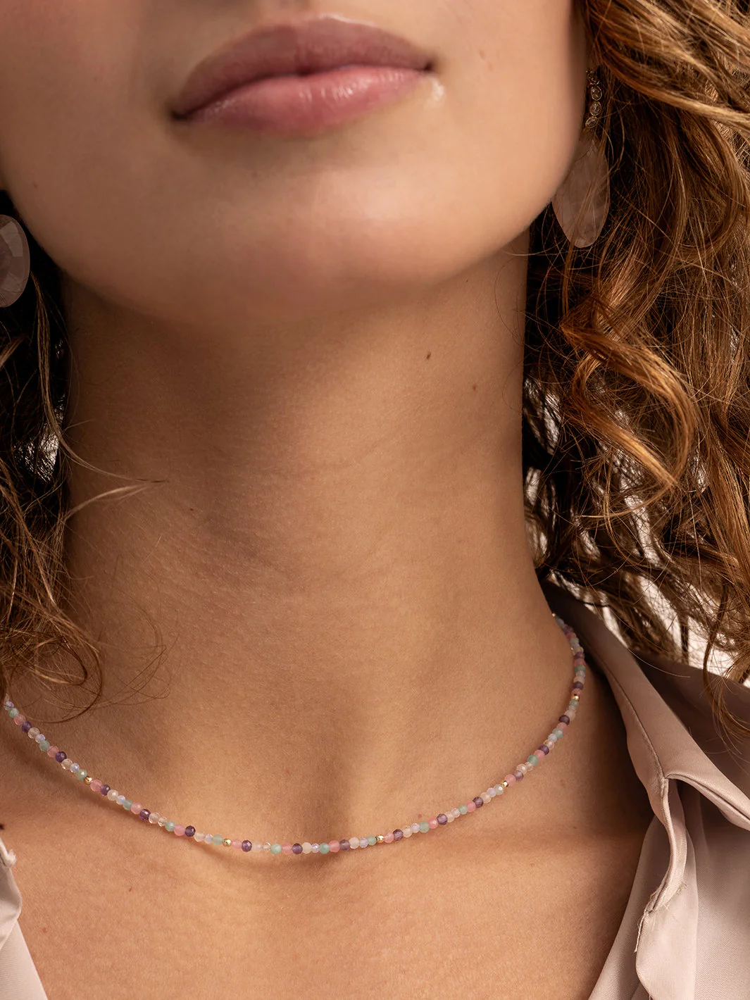 Kralen Ketting 2mm Multi Gem 42cm +2cm - Image 2