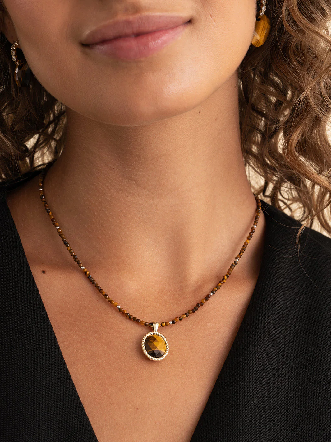 Kralen Ketting 2mm Tiger Eye 42cm +2cm - Image 2