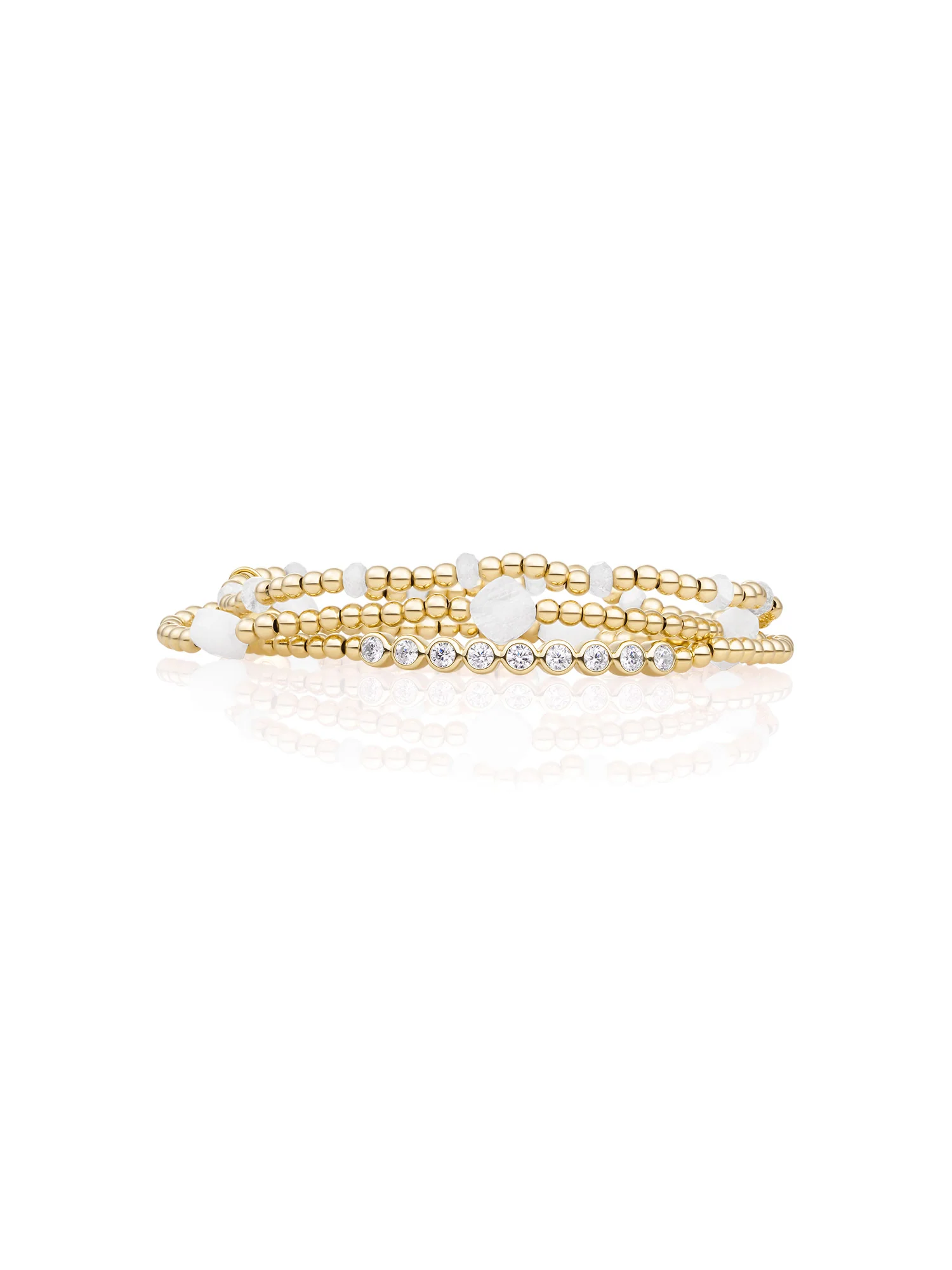 Moonstone Reverse Roundel Cushion Cut Armbanden Set Goud