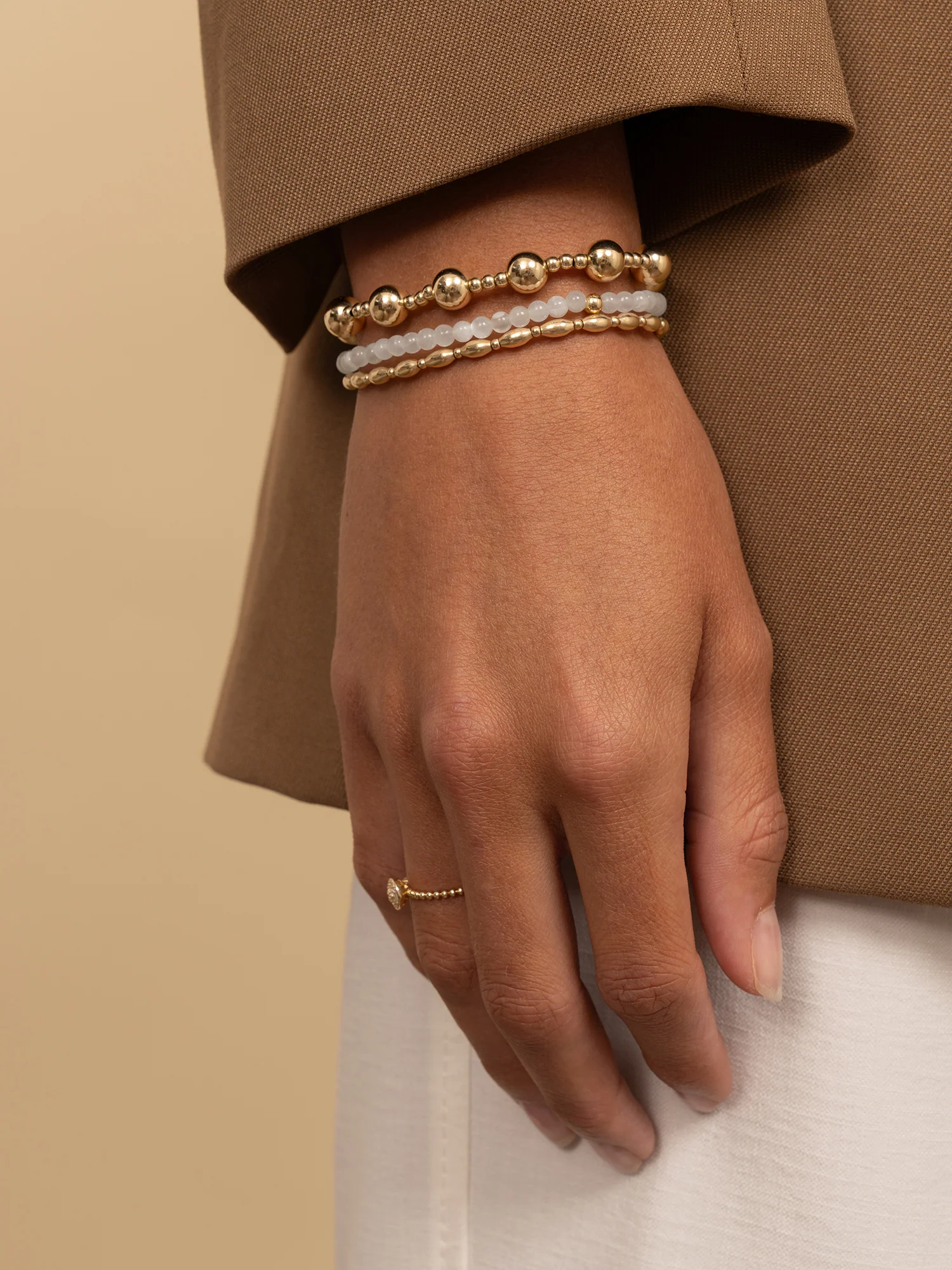 Moonstone Saturn Bold Mix Armbanden Set Goud - Image 2