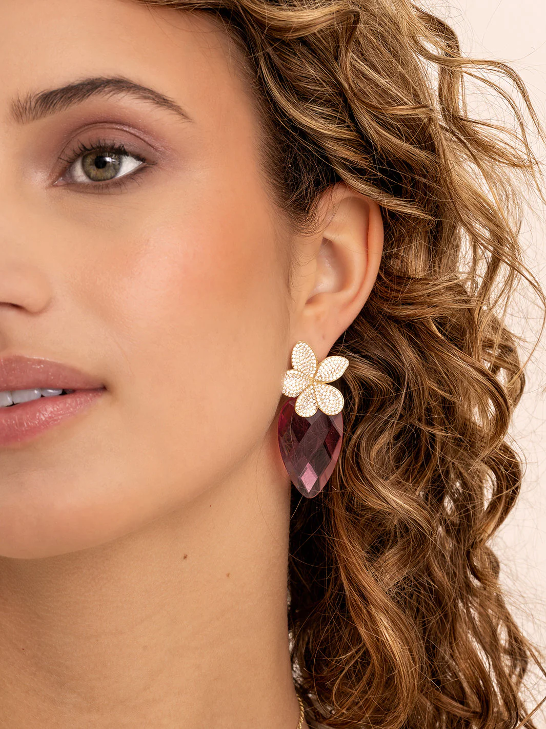 Oorbel Edelstenen Blossom Fuchsia Quartz - Image 3