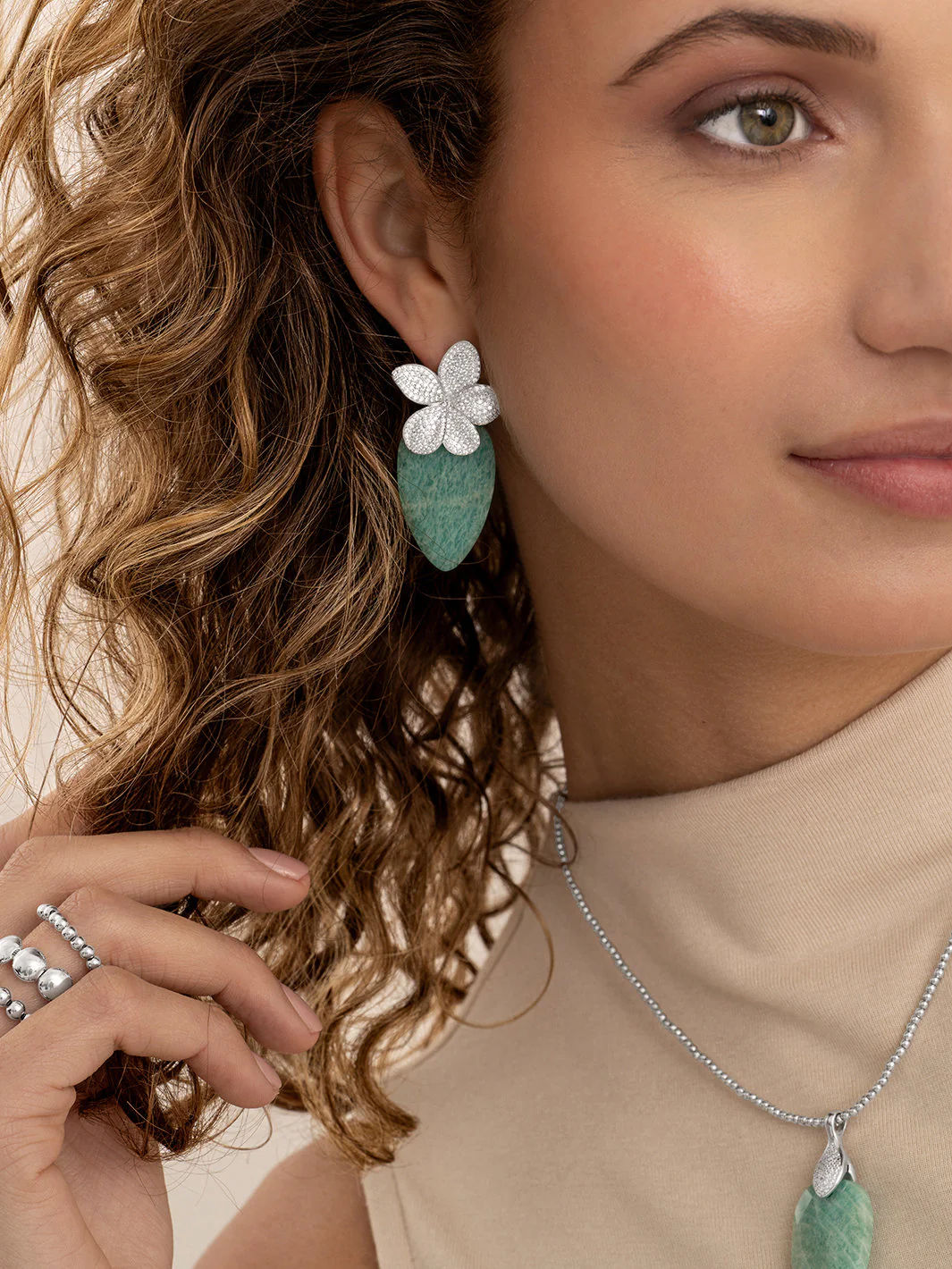 Oorbel Edelstenen Blossom Rich Green Amazonite - Image 2