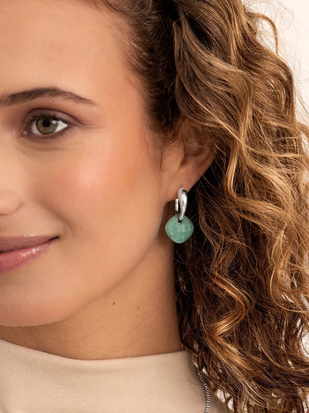 Oorbel Edelstenen Cushion Cut Rich Green Amazonite - Image 2