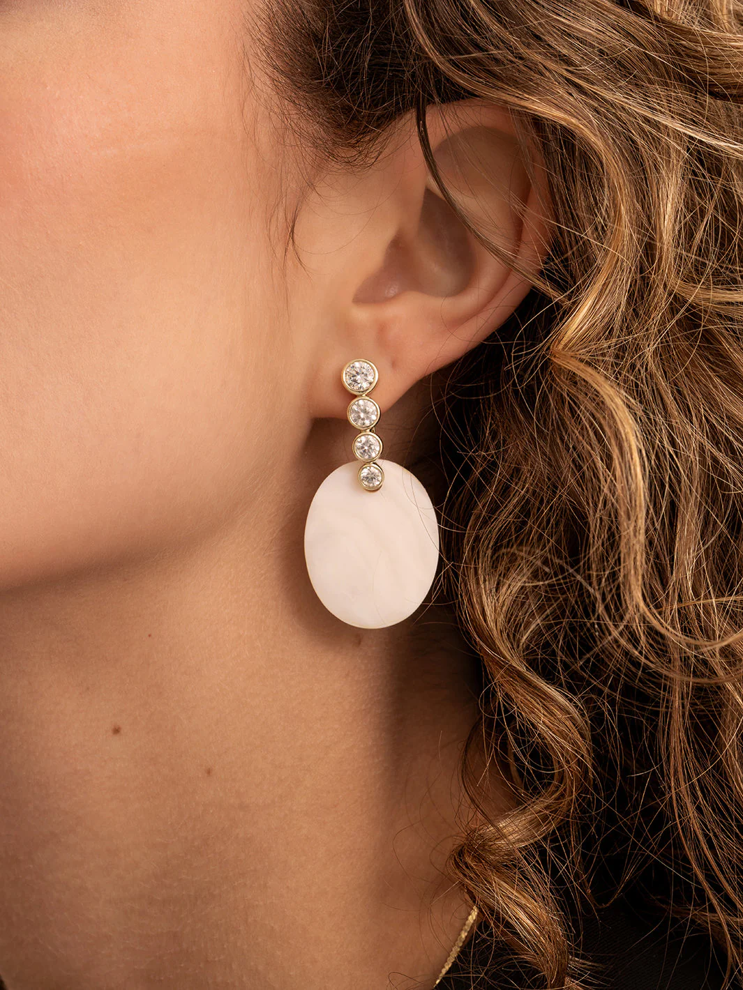 Oorbel Edelstenen Large Oval Mother of Pearl - Image 3