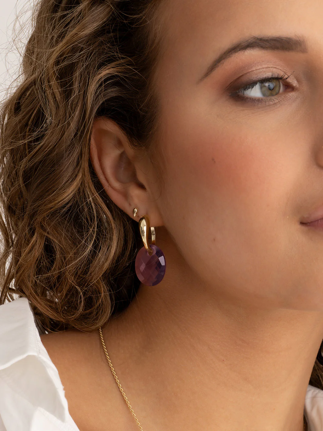 Oorbel Edelstenen Medium Oval Aubergine Quartz - Image 2