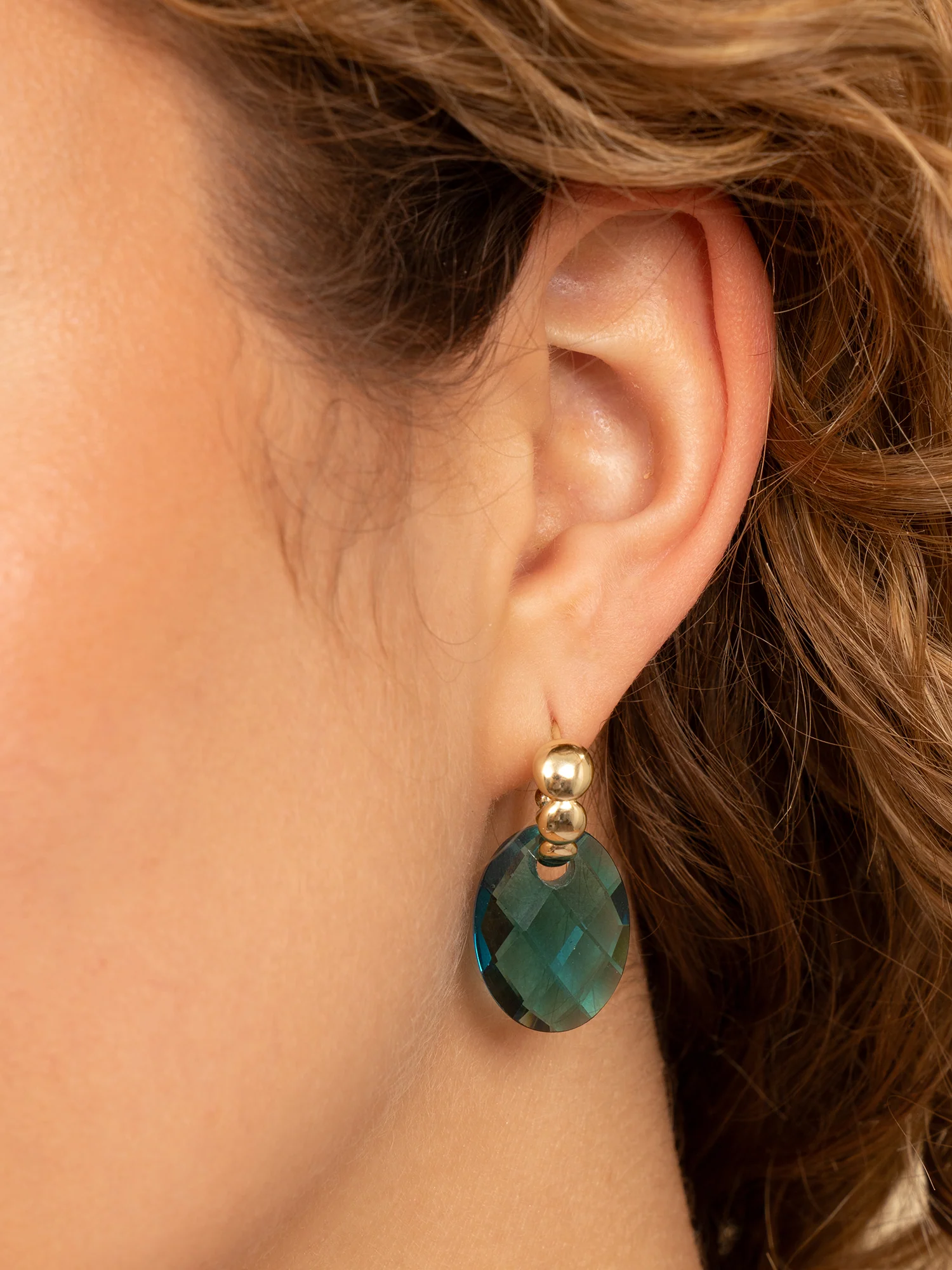 Oorbel Edelstenen Medium Oval Turquoise Quartz - Image 2