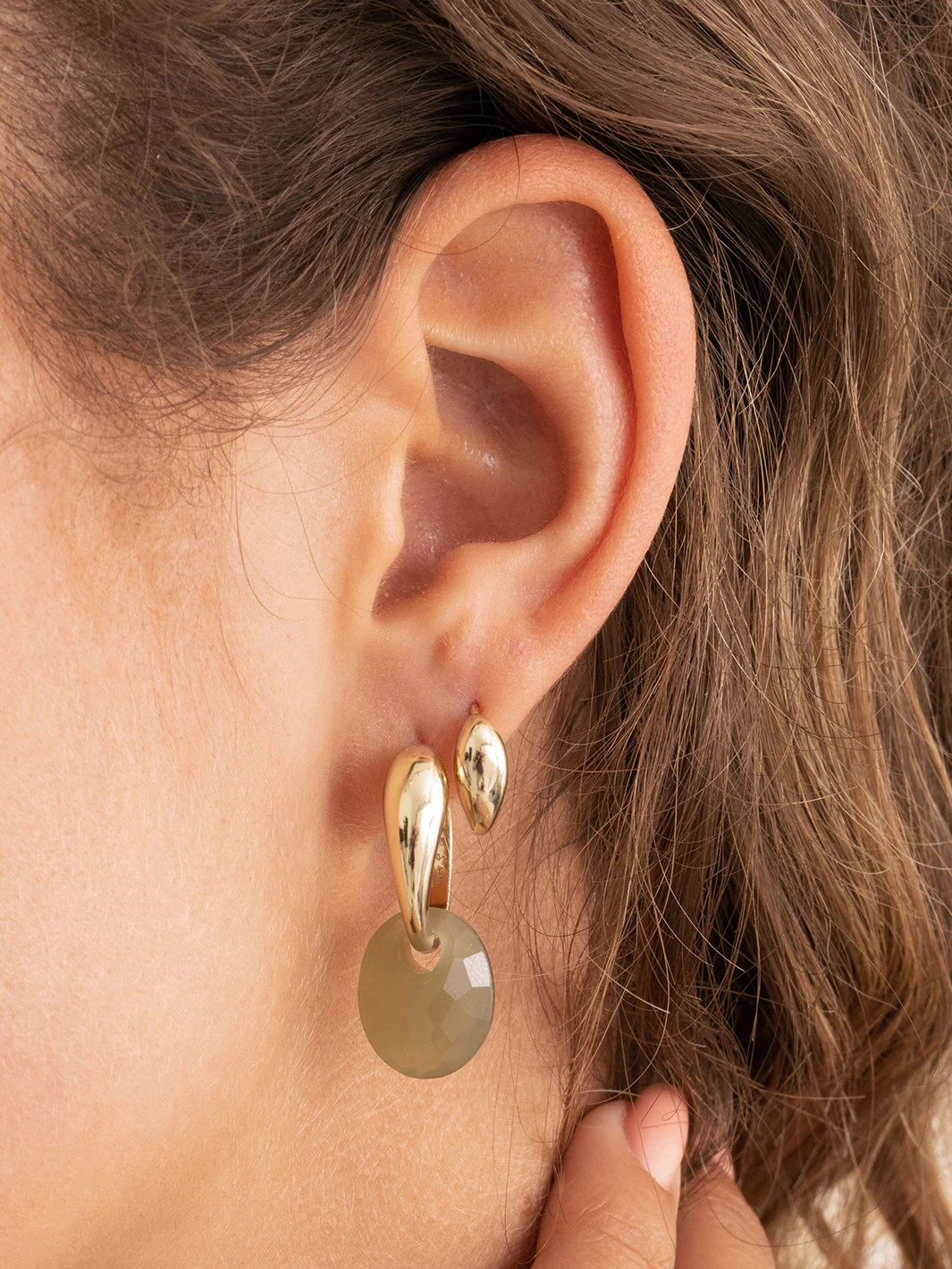 Oorbel Edelstenen Small Oval Lime Jade - Image 2