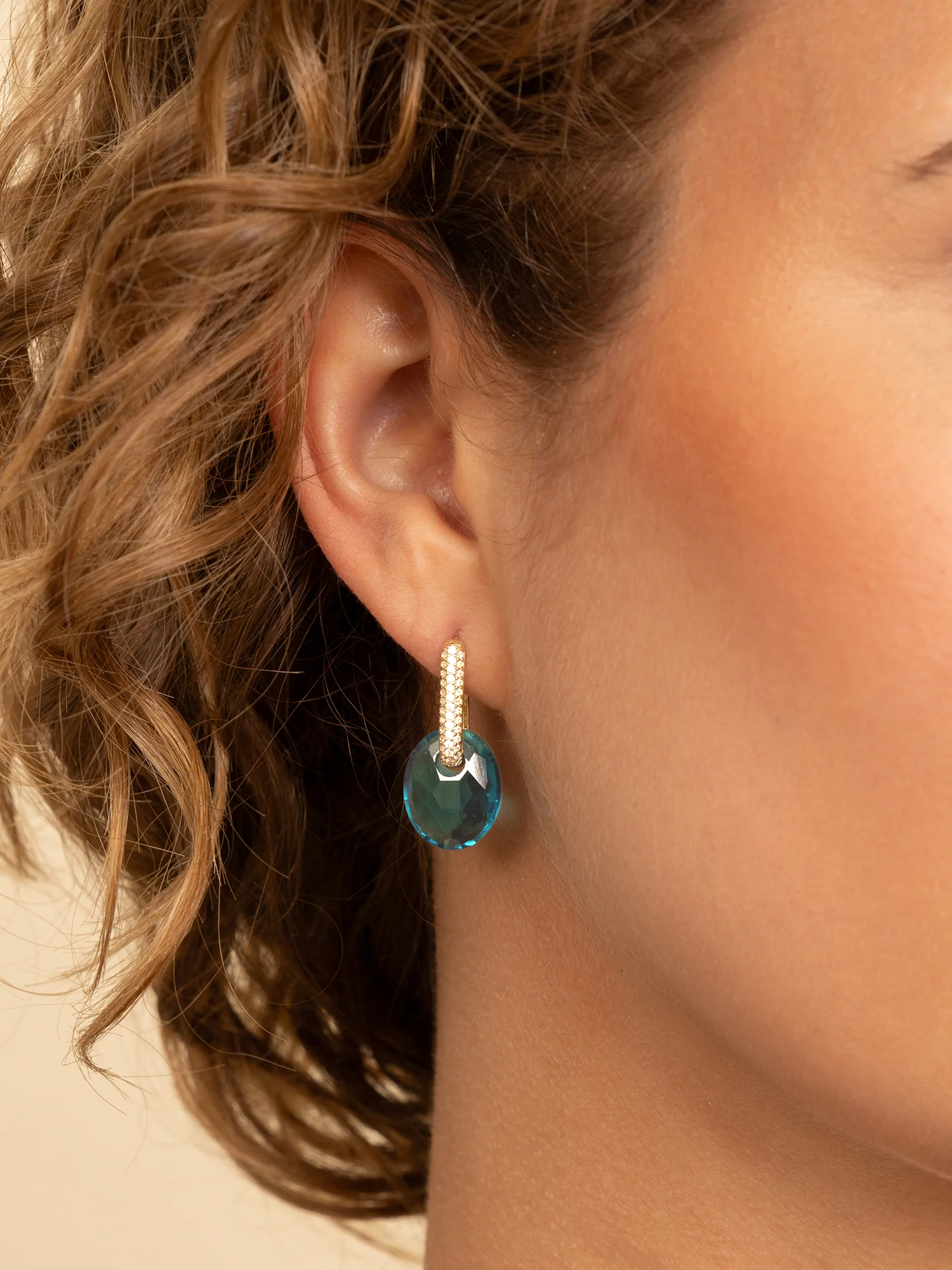 Oorbel Edelstenen Small Oval Turquoise Quartz - Image 2