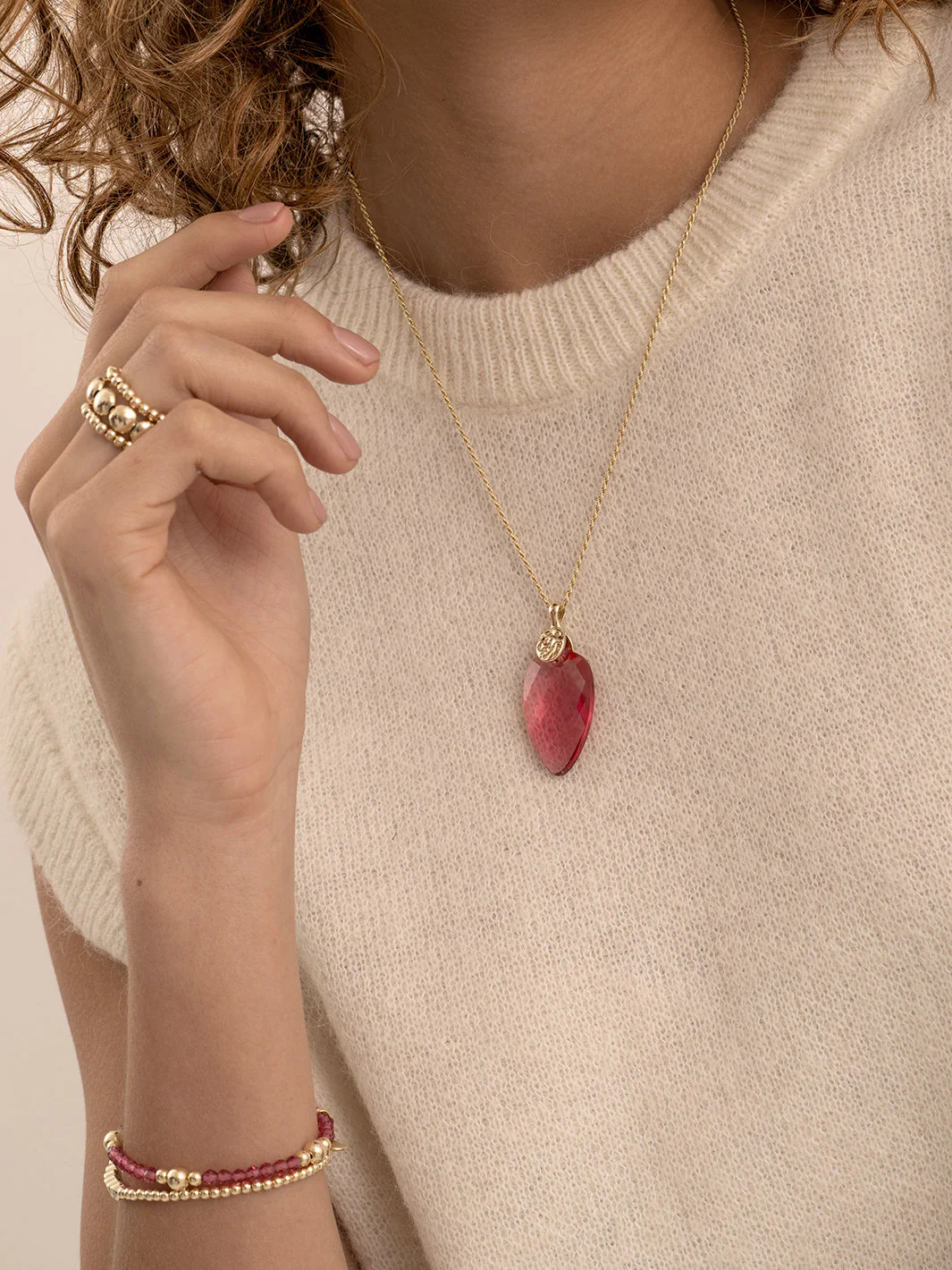 Pendant Edelsteen Blossom Fuchsia Quartz - Image 3