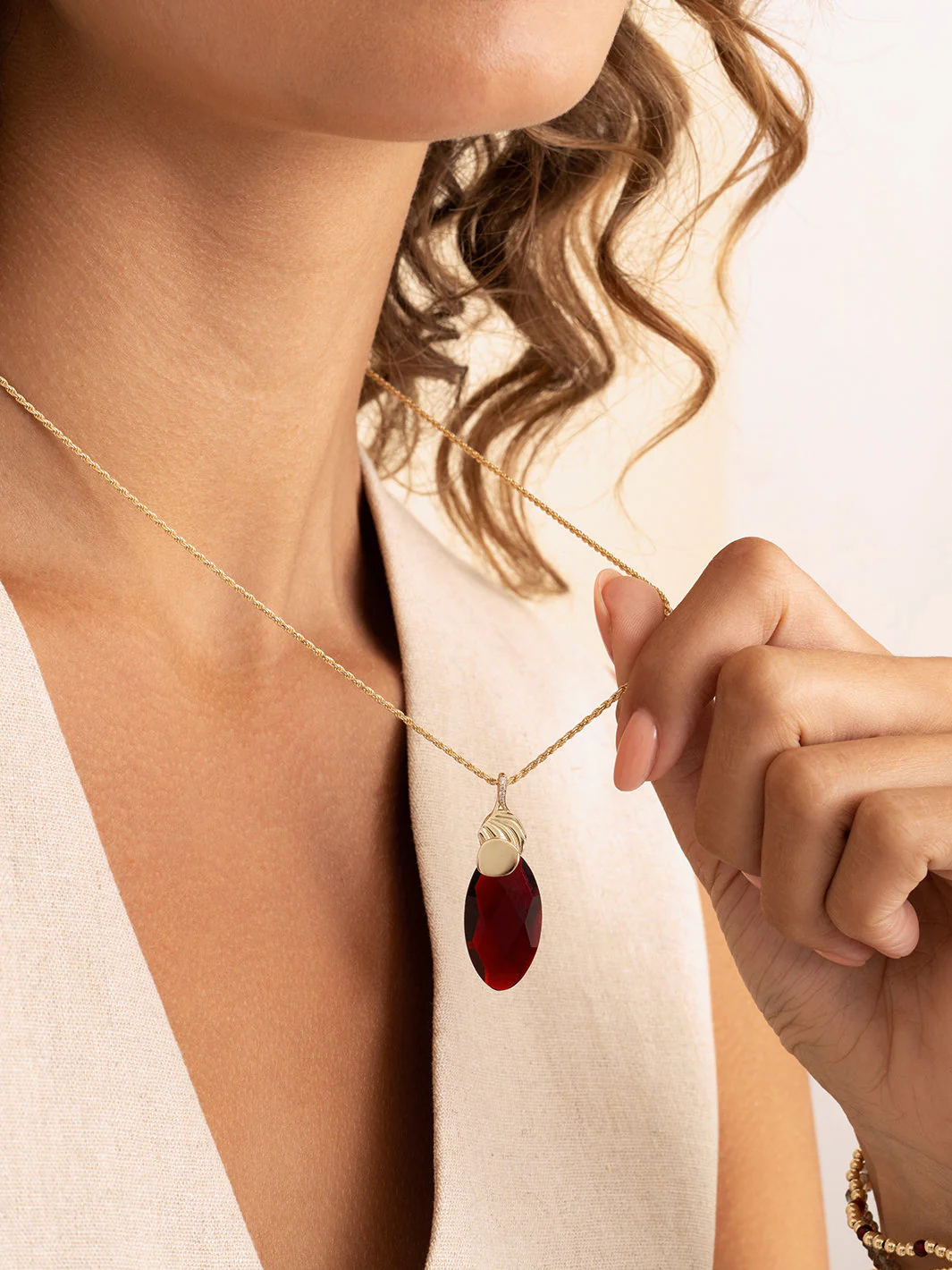 Pendant Edelsteen Leaf Ruby Quartz - Image 2