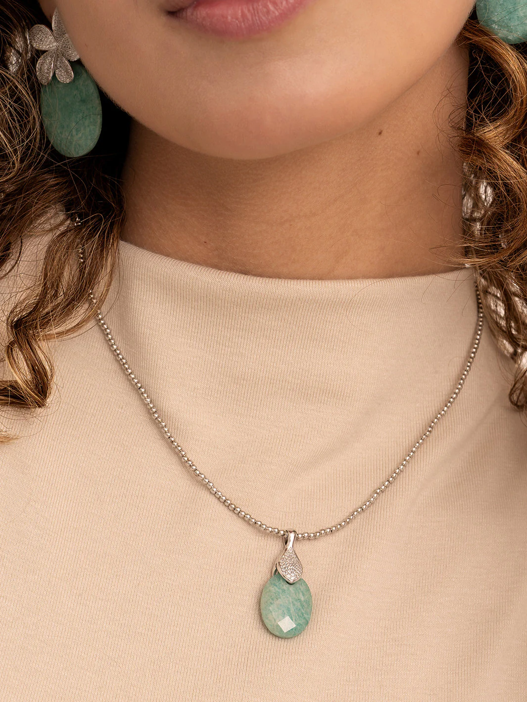 Pendant Edelsteen Medium Oval Rich Green Amazonite - Image 2