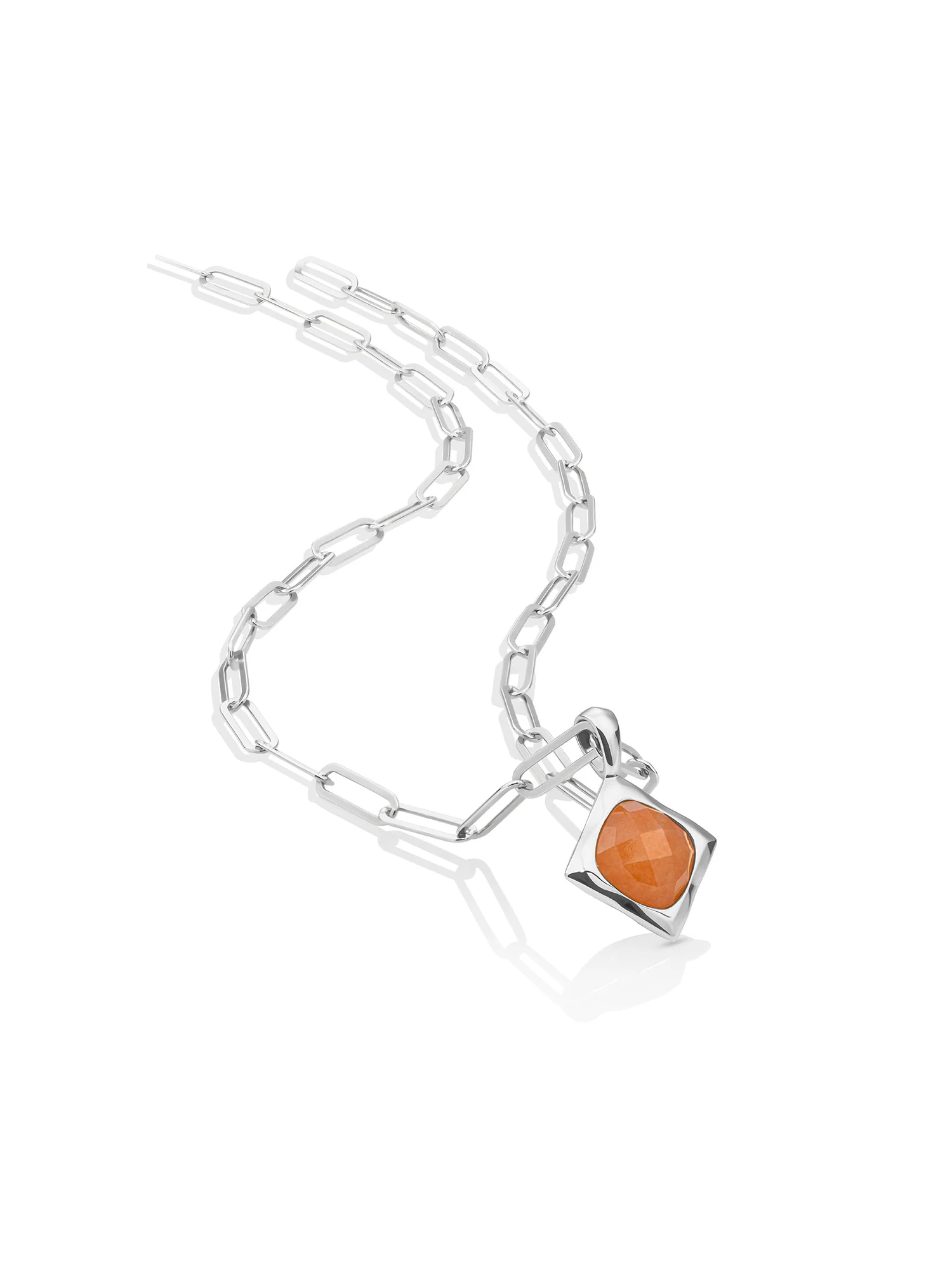 Red Aventurine Cushion Cut Link Ketting Set Zilver