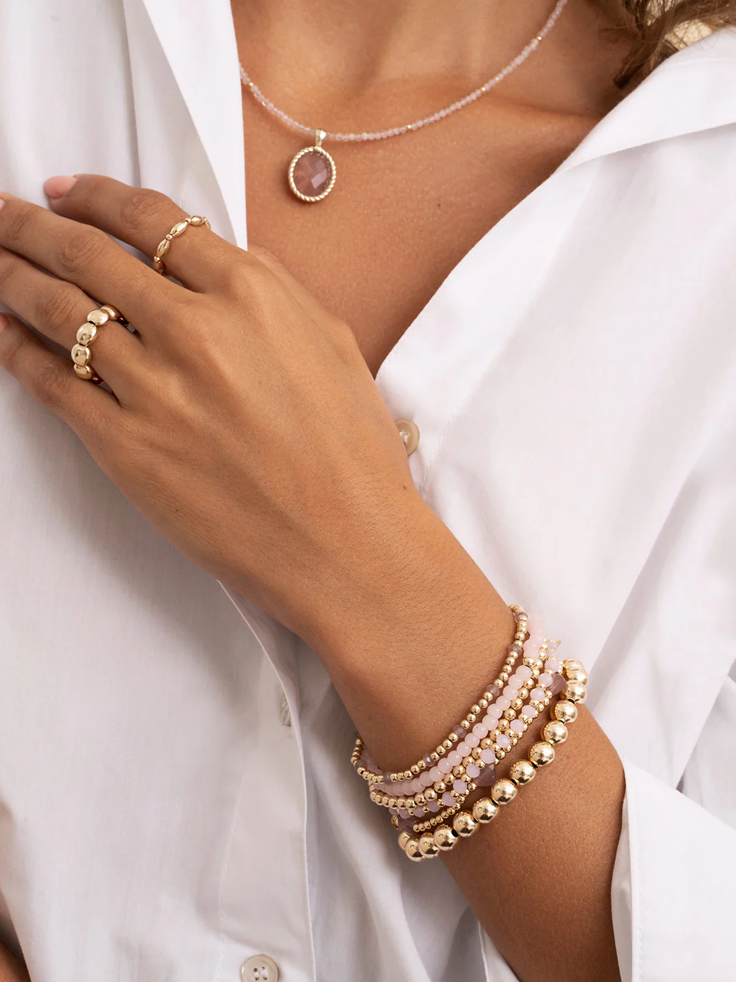 Saturn Armband Small Pink Opalite - Image 2