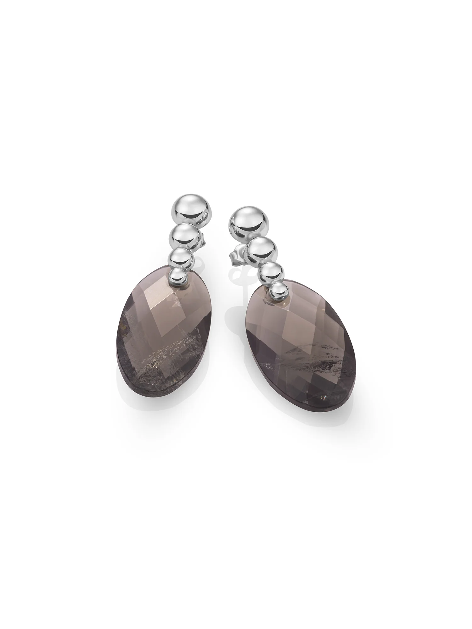 Smoky Quartz Large Leaf Bubble Push Back Oorbellen Set - Image 3