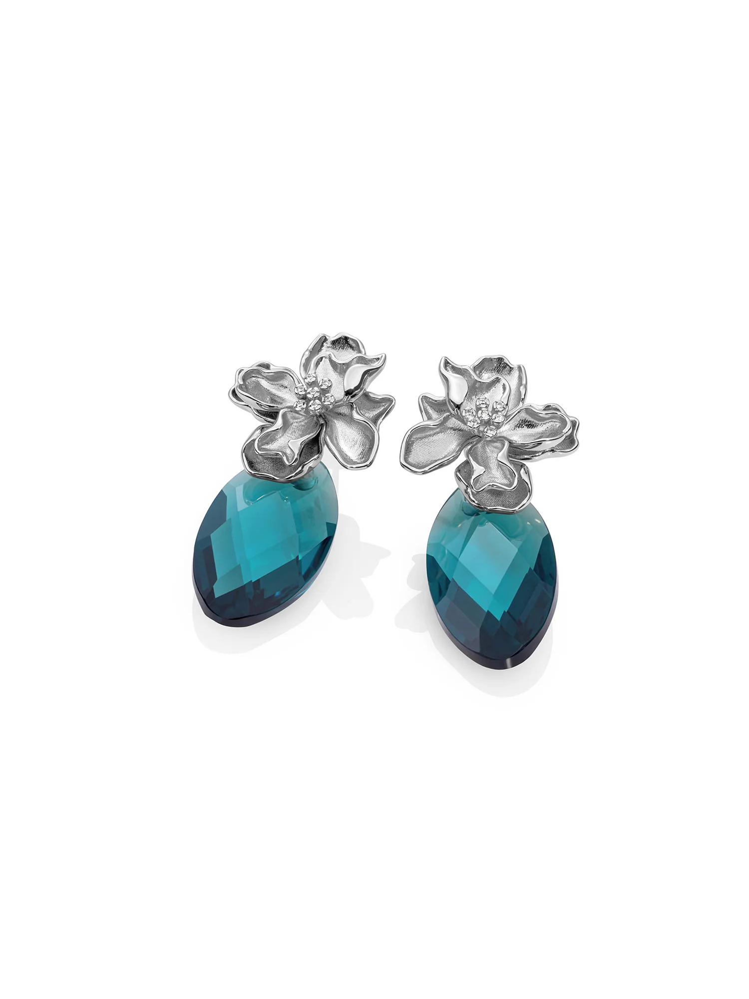 Turquoise Quartz Leaf Botanic CZ Push Back Oorbellen Set - Image 3