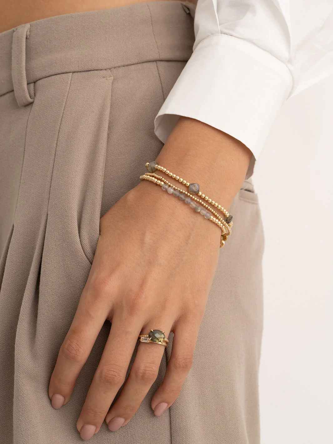 Twist Ring Labradorite 9K Goud - Image 17
