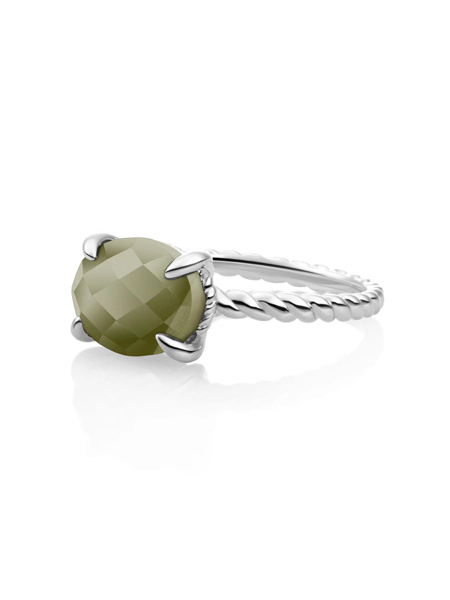 Twist Ring Lime Jade Zilver - Image 3