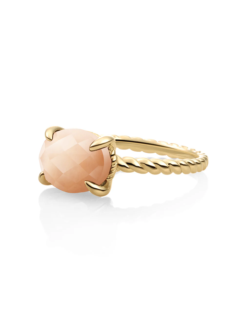 Twist Ring Peach Rhodonite 9K Goud - Image 3