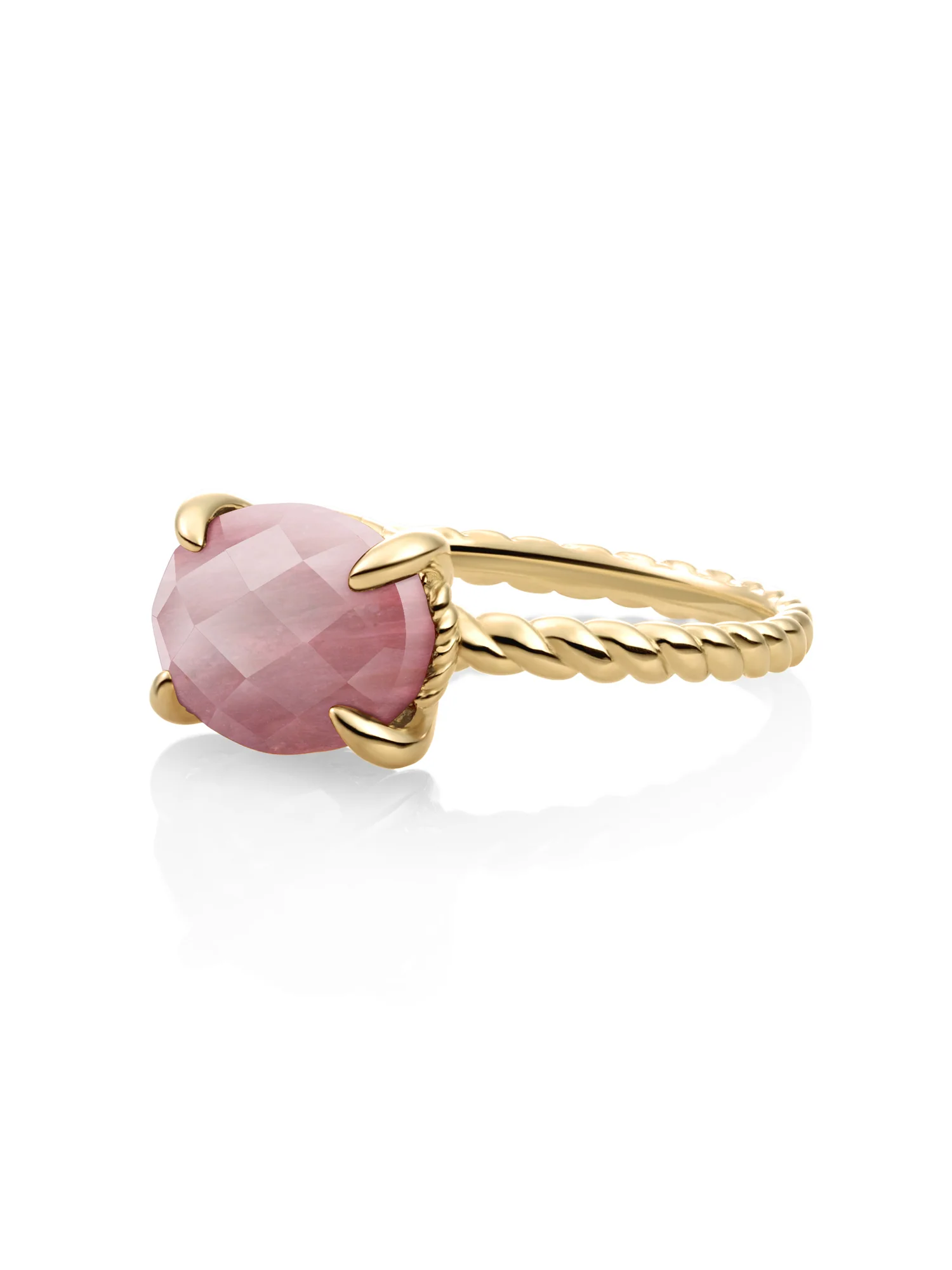 Twist Ring Pink Rhodonite 9K Goud - Image 6